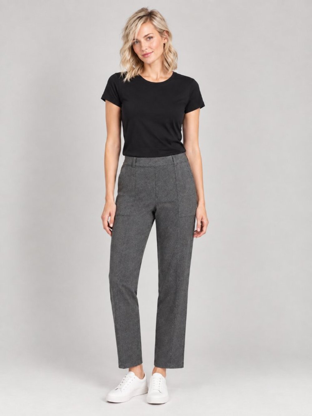 2/$30 Lands' End Starfish Utility Ankle Pant Straight Charcoal Heather #A4802